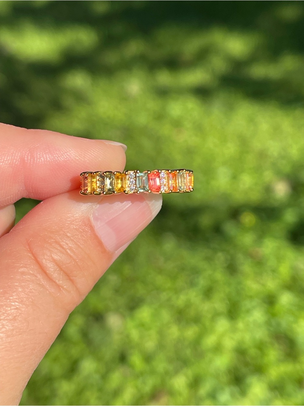 Multi Colored Sapphire Band Ring